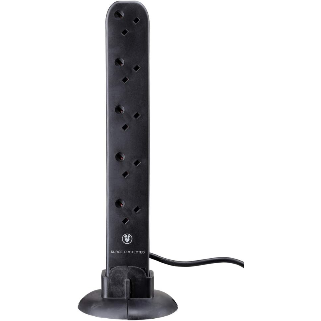 Masterplug 13A 10 Socket Surge Tower Extension Lead 2Meter Black (SRGTOW102B)