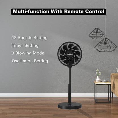 Uniden 12" 3D Oscillating DC Stand Fan (AF5120) , Black