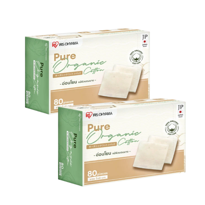 IRIS OHYAMA Pure Organic Cotton Pads 80pcs 100% Japanese Organic Cotton Soft & Gentle Facial Cotton Pads (COT-ORG)