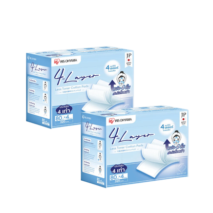 IRIS OHYAMA 4-Layer Less Toner Cotton Pads 80pcs 100% Japanese Cotton Toner-Saving Facial Cotton Pads (COT-4L)