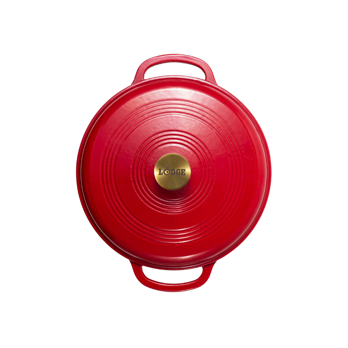 Lodge 7.5Quart 11.5" Ruby Enameled Cast Iron Dutch Oven Enamel Pot with Gold Knob (EC7D402G)