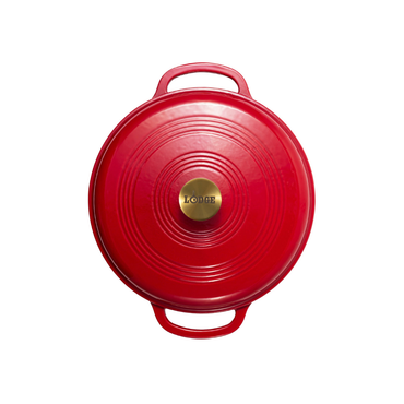 Lodge 7.5Quart 11.5" Ruby Enameled Cast Iron Dutch Oven Enamel Pot with Gold Knob (EC7D402G)