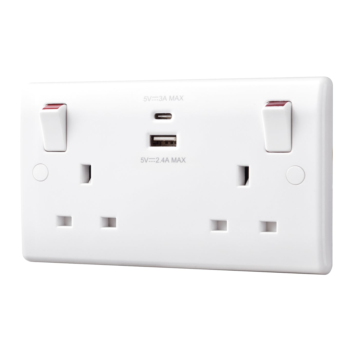 British General BG Moulded Double Gang USB Type-C Smart Charging Switched Socket (822UAC)