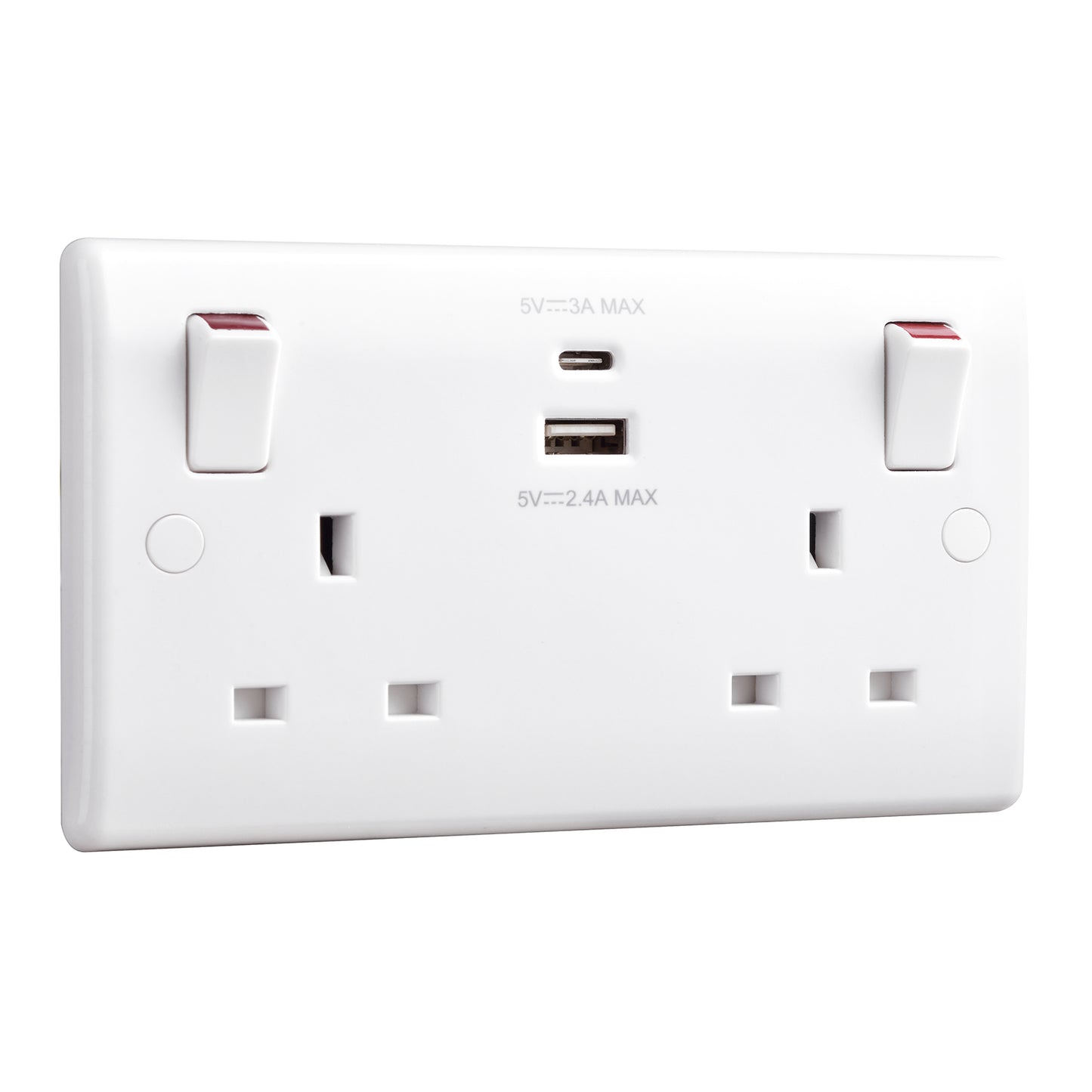 British General BG Moulded Double Gang USB Type-C Smart Charging Switched Socket (822UAC)