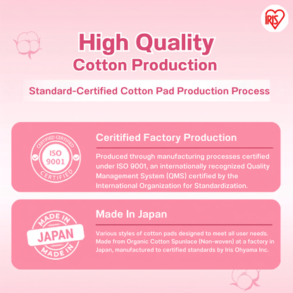 IRIS OHYAMA 2-Way Cleansing Cotton Pads 80pcs Dual Texture Japanese Facial Cotton Pads Smooth & Exfoliating (COT-2L)