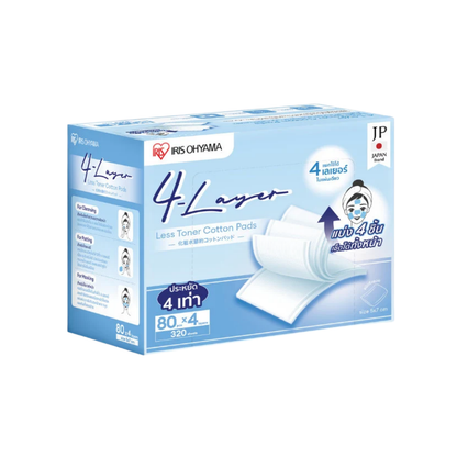 IRIS OHYAMA 4-Layer Less Toner Cotton Pads 80pcs 100% Japanese Cotton Toner-Saving Facial Cotton Pads (COT-4L)