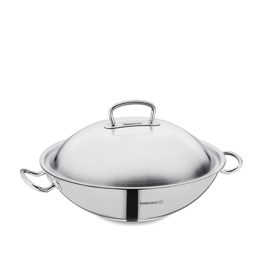 Korkmaz Proline 36x9cm/6.8ℓ Satin Wok with Lid (A2798)