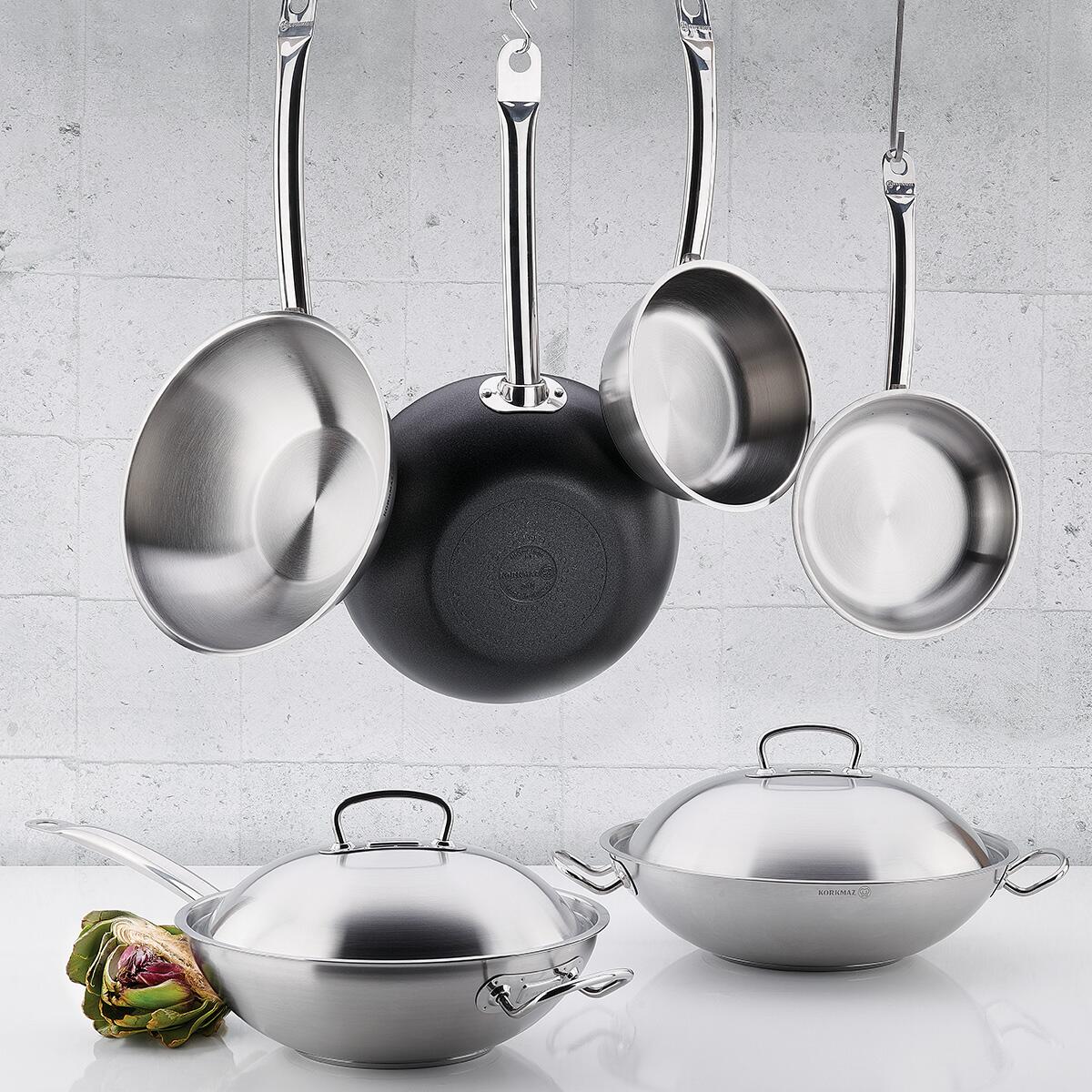 Korkmaz Proline 36x9cm/6.8ℓ Satin Wok with Lid (A2798)