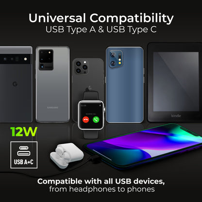 British General BG Moulded Double Gang Switched 13A Power Socket With 12W USB-C+A (822UAC12)