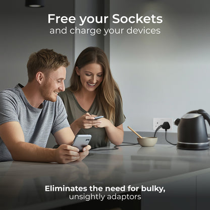 British General BG Moulded Double Gang Switched 13A Power Socket With 12W USB-C+A (822UAC12)