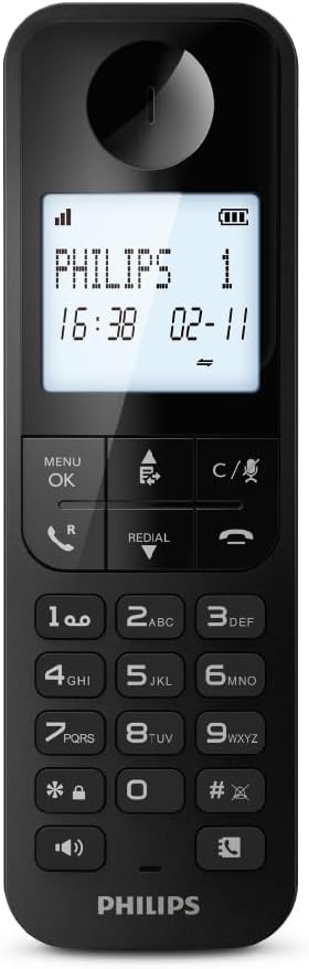 Philips Cordless Phone 4.6cm backlit display Up to 14 hours talk time (D2701B/90)