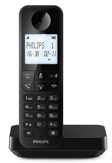 Philips Cordless Phone 4.6cm backlit display Up to 14 hours talk time (D2701B/90)
