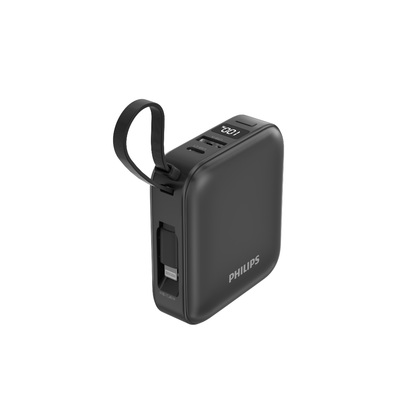 Philips 10000mAh Mini Power Bank PD 20W 22.5W Fast Charging Built-in Type-C & Lightning Cables (DLP2217/97)