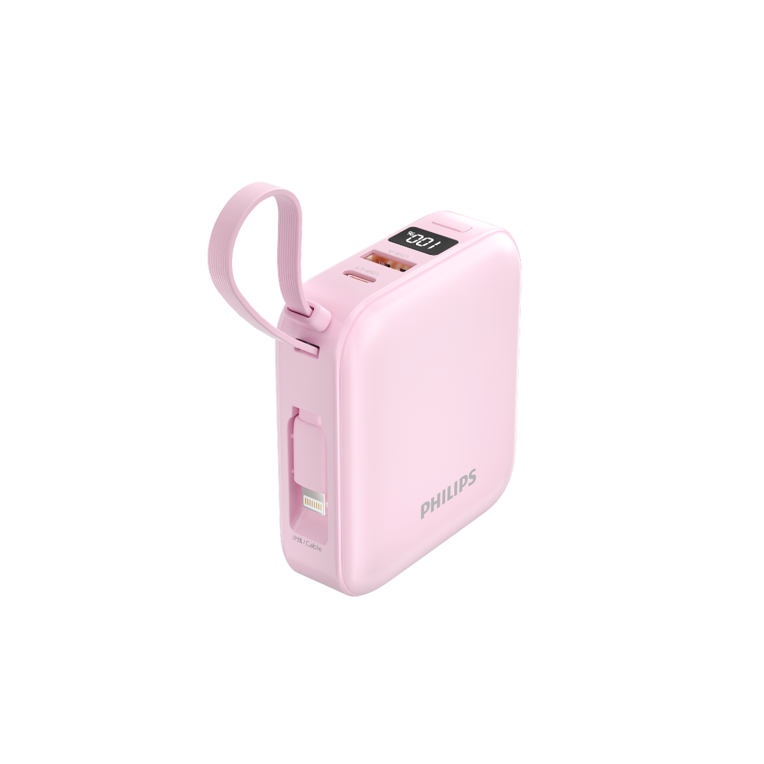 Philips 10000mAh Mini Power Bank PD 20W 22.5W Fast Charging Built-in Type-C & Lightning Cables (DLP2217/97)