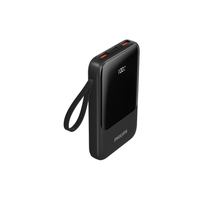 Philips 10,000mAh Power Bank 22.5W Max Fast Charge 4 Integrated Cables Digital LCD Display (DLP2223/97)