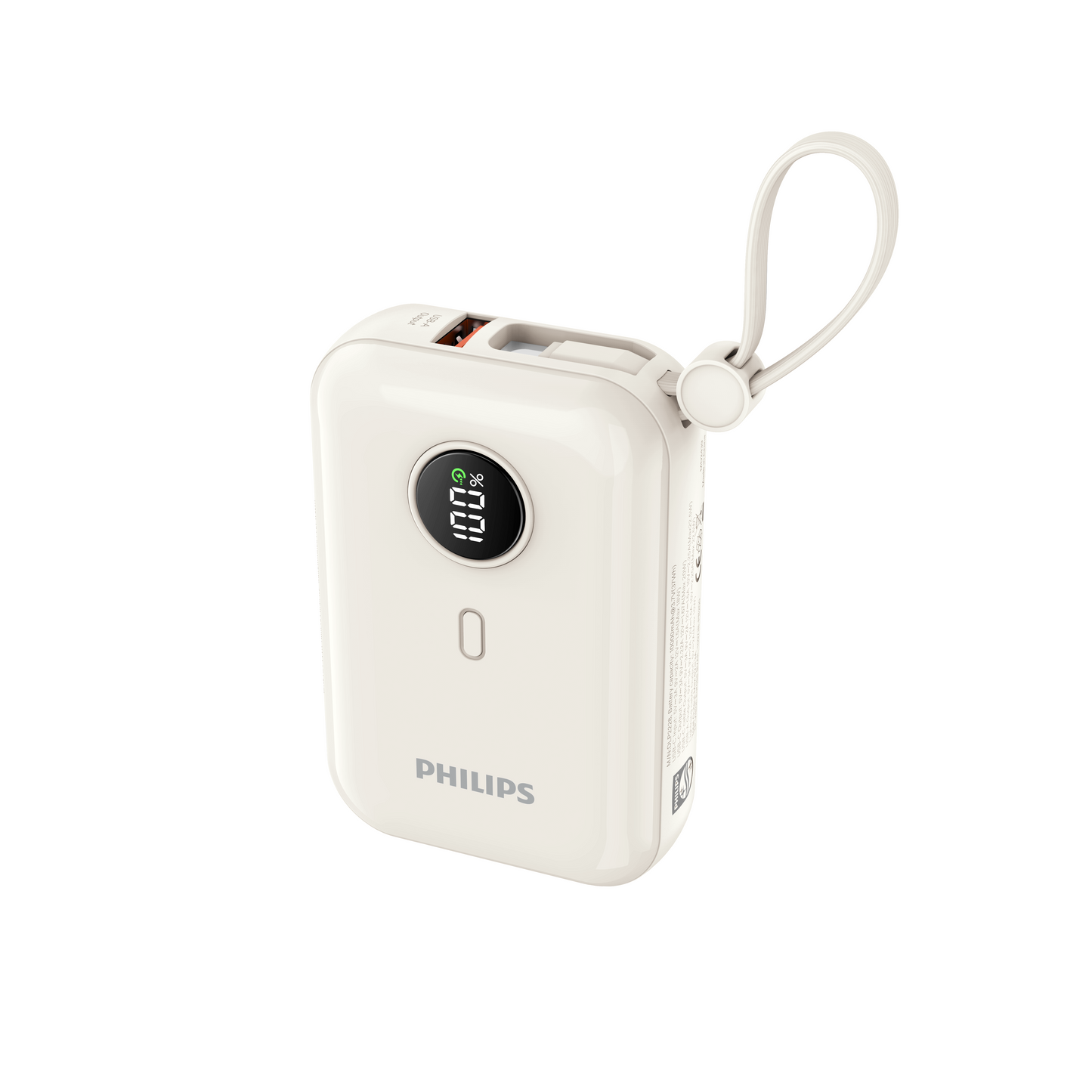 Philips 10000mAh Powerbank, 22.5W Fast Charge, Built-in USB Type C Cable, DLP2228 1 Year Warranty
