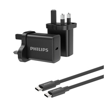 Philips 30W Wall Charger with USB C to C 1 Meter Cable (DLP5312NB)