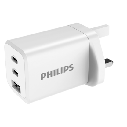 Philips Wall Charger 65W PD 2 USB C Port and 1 USB A Port (DLP6331CW)
