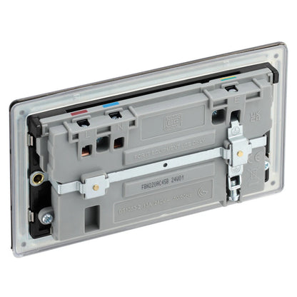 British General BG Flat plate Screwless Double Socket with 45W USB-C Charger (FBN22UAC45B)
