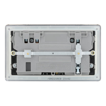 British General BG Flat Plate Double Gang USB Type-C Smart Charging Switched Socket (FBN22UACB)