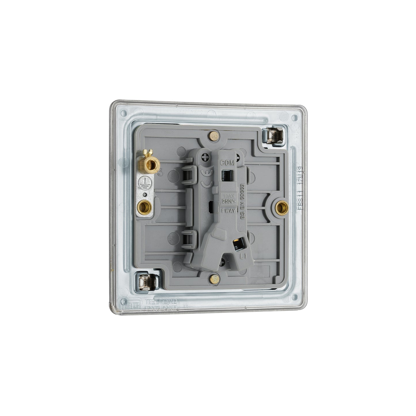 British General BG Screwless Flat plate, Stainless Steel, 20A 16AX Plate Switch 1 Gang 1 Way (FBS11)
