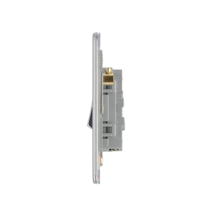 British General BG Flat Plate Screwless Single Gang 2 Way Switch, Brushed Steel (FBS12)