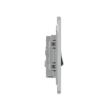 British General BG Flat Plate Screwless Single Gang 2 Way Switch, Brushed Steel (FBS12)