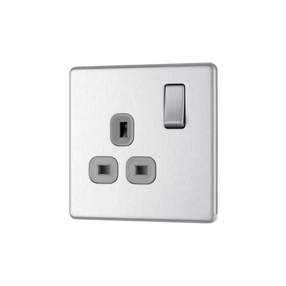 British General BG Flat plate Screwless Single Gang Switched Socket  (FBS21G)