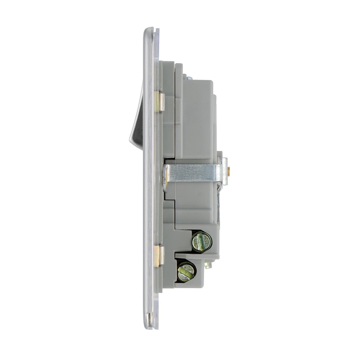 British General BG Screwless Flat plate 13A Switched Single Socket with USB Charger (FBS21U2G)