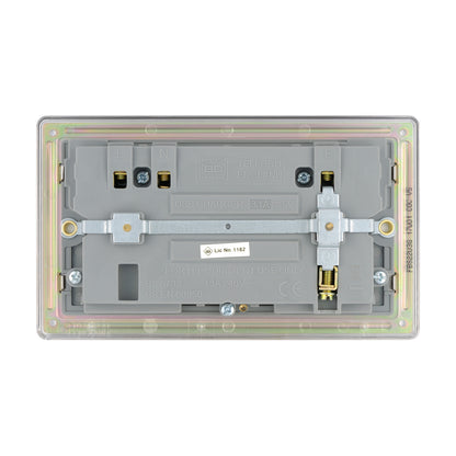 British General BG Flat plate Screwless 13A Double Socket with USB Charger  (FBS22U3G)