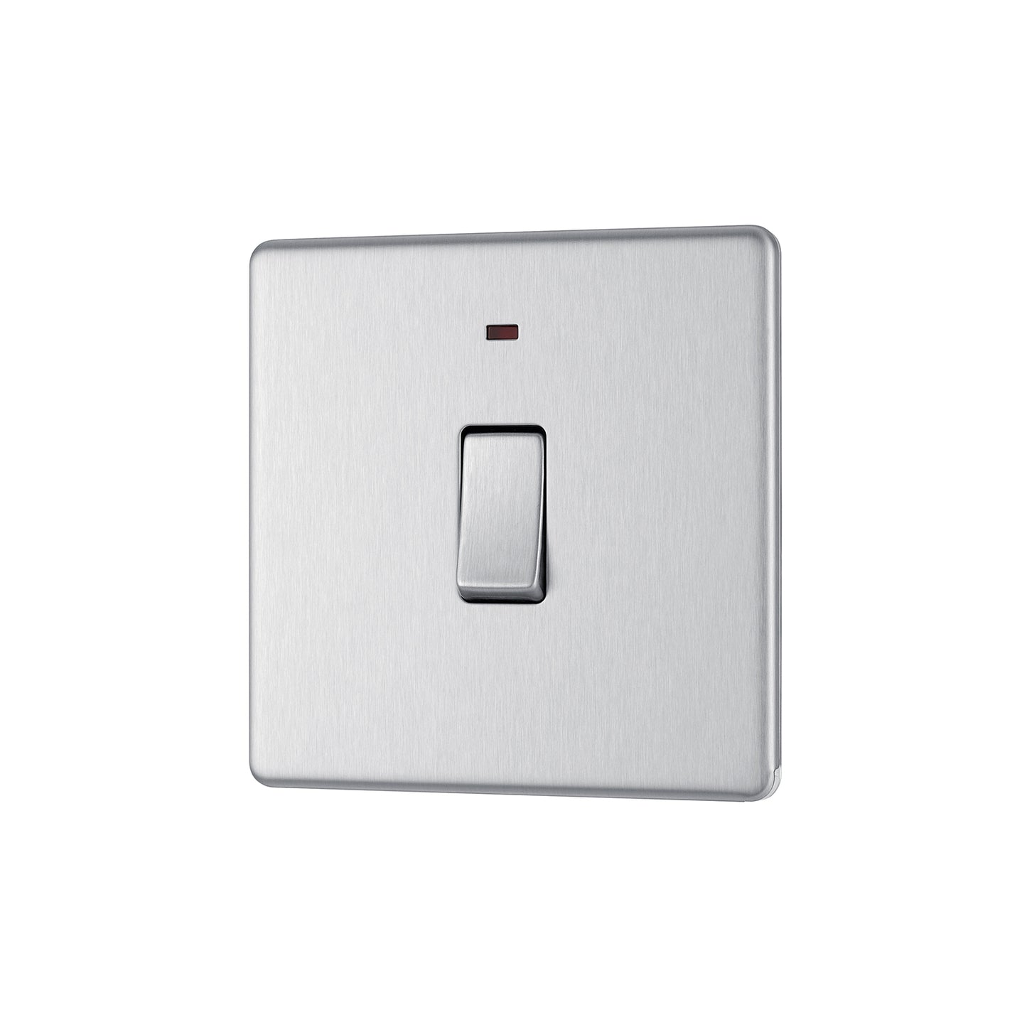 British General Flat plate Screwless 20A Double Pole Switch with Power Indicator – Brushed Steel (FBS31)