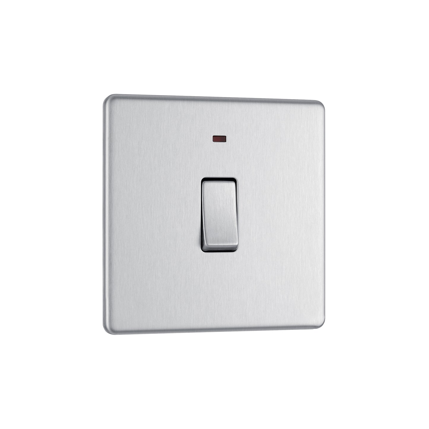 British General Flat plate Screwless 20A Double Pole Switch with Power Indicator – Brushed Steel (FBS31)