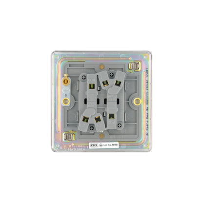 British General BG Flat plate Screwless 20A 16AX Double Gang 2-Way Light Switch – Brushed Steel (FBS42)