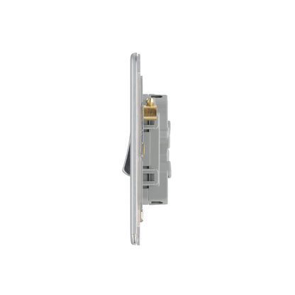 British General BG Flat plate Screwless 20A 16AX Double Gang 2-Way Light Switch – Brushed Steel (FBS42)