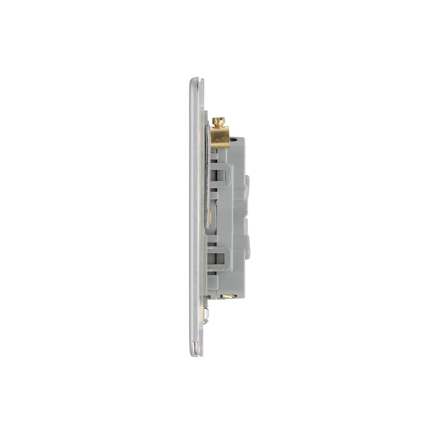 British General BG Flat Plate Screwless Triple Gang 2-Way Switch – Brushed Steel (FBS43)