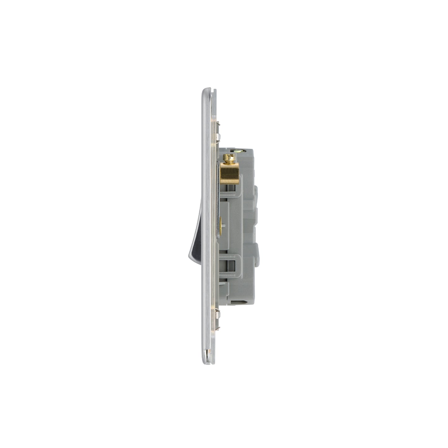 British General BG Flat plate Screwless Four Gang 2 Way Switch, Brushed Steel (FBS44)