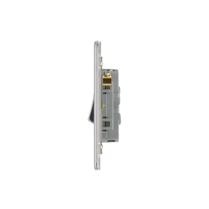 British General BG Flat plate Screwless Four Gang 2 Way Switch, Brushed Steel (FBS44)