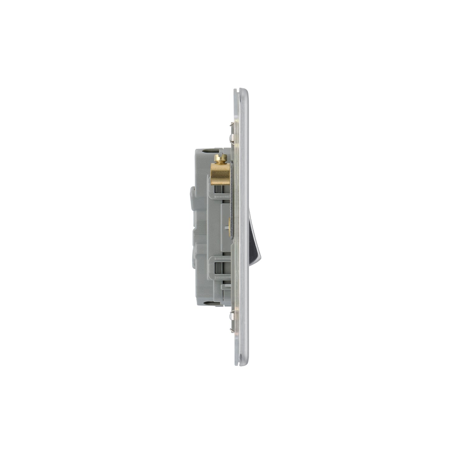 British General BG Flat plate Screwless Four Gang 2 Way Switch, Brushed Steel (FBS44)