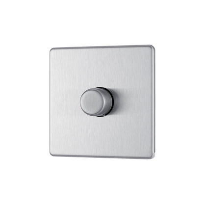 British General BG Flat plate Screwless 2-Way 200W Dimmer Switch, Brushed Steel  (FBS81P)