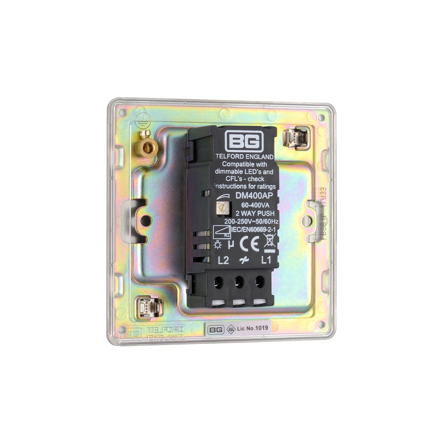 British General BG Flat plate Screwless 2-Way 200W Dimmer Switch, Brushed Steel  (FBS81P)
