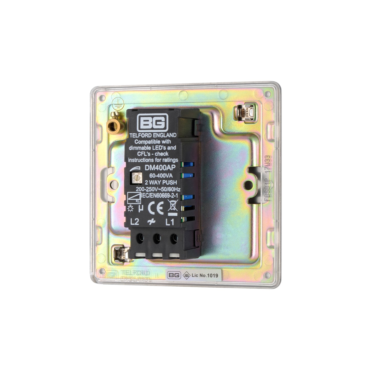 British General BG Flat plate Screwless 2-Way 200W Dimmer Switch, Brushed Steel  (FBS81P)