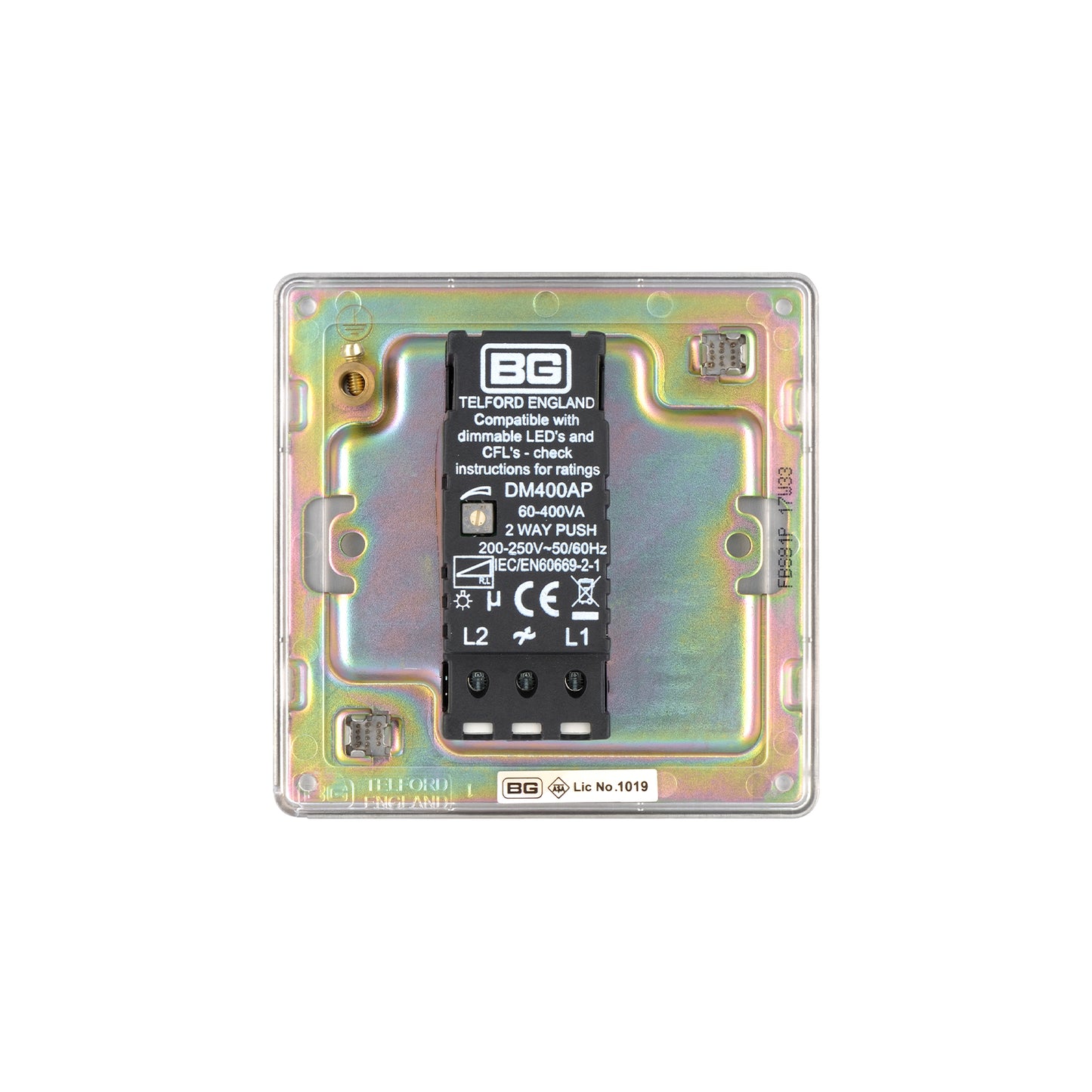 British General BG Flat plate Screwless 2-Way 200W Dimmer Switch, Brushed Steel  (FBS81P)