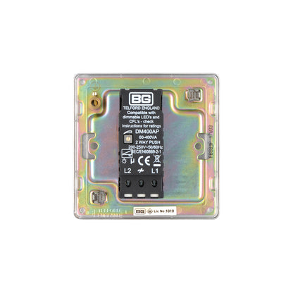 British General BG Flat plate Screwless 2-Way 200W Dimmer Switch, Brushed Steel  (FBS81P)