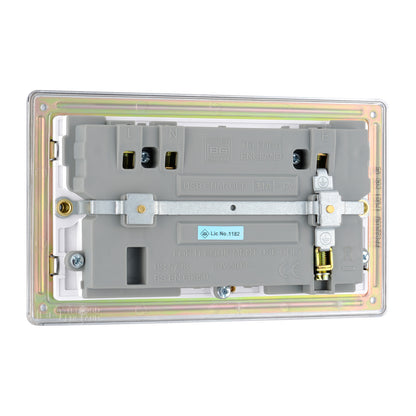 British General BG Flat plate Screwless Double Socket with USB Charger (FPC22U3W-01)