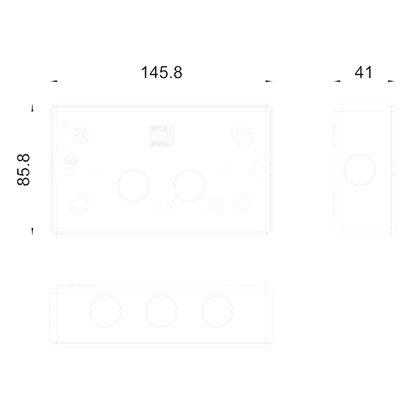 British General BG Heavy Duty Metal Back Boxes | MC501 (1G+2G) & MC502 (3G+4G) for Grid Switches