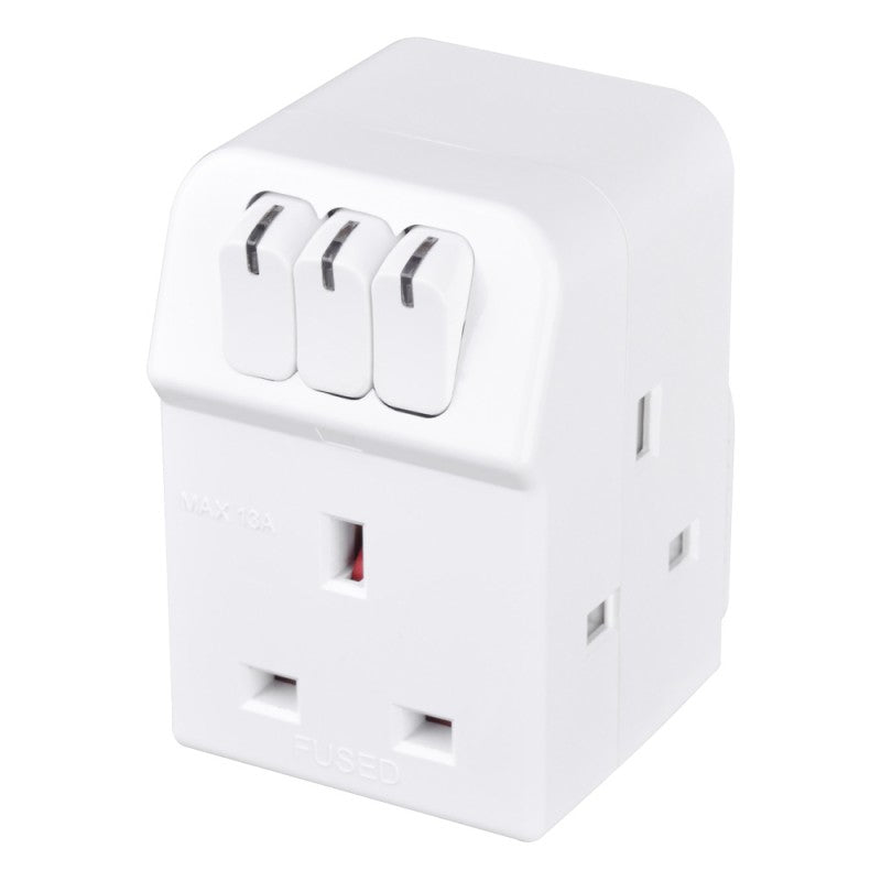 Masterplug 3 Way Individually Switched Adaptor White (MSWG3) – ALCO (S ...
