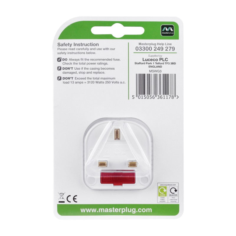 Masterplug 3 Way Individually Switched Adaptor White (MSWG3) – ALCO (S ...