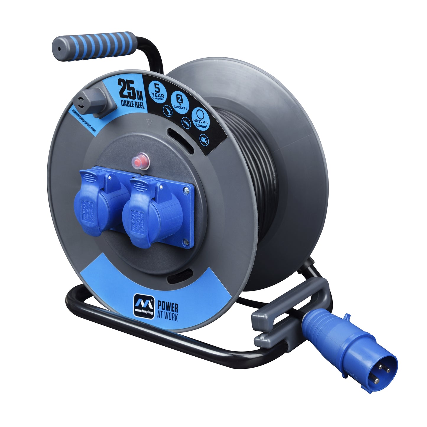 Masterplug Industrial Open Reel Cable 25m (OL251622PEBL)