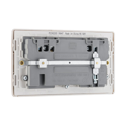 British General BG Neo Slimline Double Socket with USB Charger (PCCH22U3)
