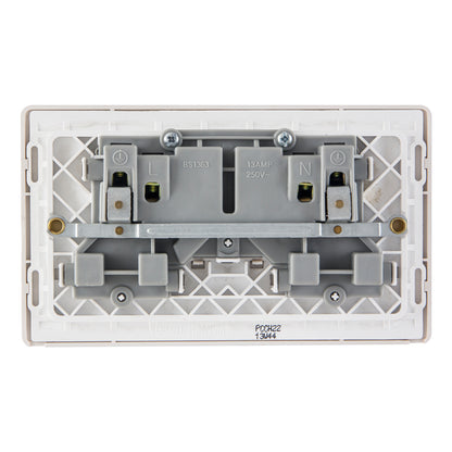 British General BG Neo Slimline Double Gang Switched Socket, Champagne (PCCH22)